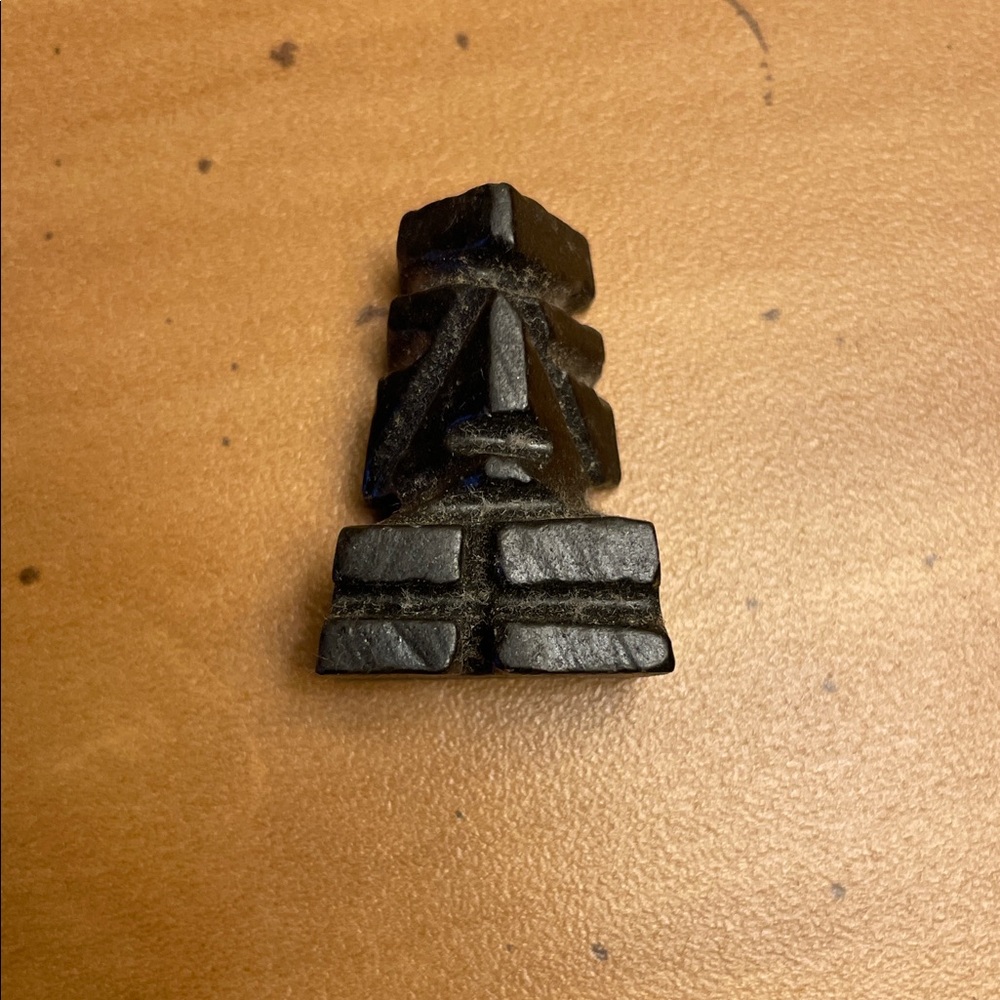 Black obsidian marble Mexican-Aztec Stone Carved chess piece. 1 1/4” tall